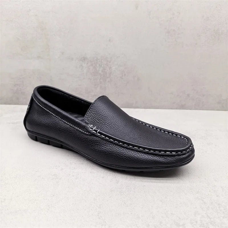 Mocassins noirs souples à enfiler pour homme, coloris Noir