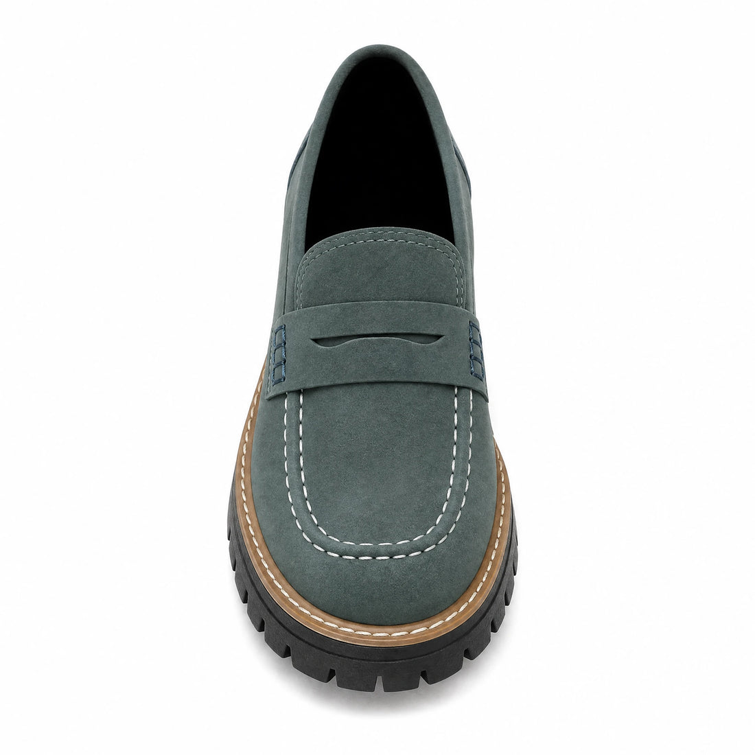 Mocassin plateforme femme à semelle crantée coloris pastels - Fond neutre