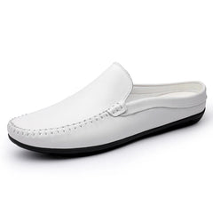 Mule Cuir Homme Sans Contrefort à Enfiler, Blanc