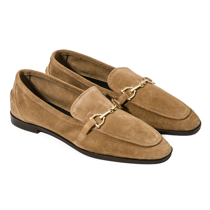 Mocassins à barrette dorée pour femme