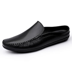 Mule Cuir Homme Sans Contrefort à Enfiler, Noir