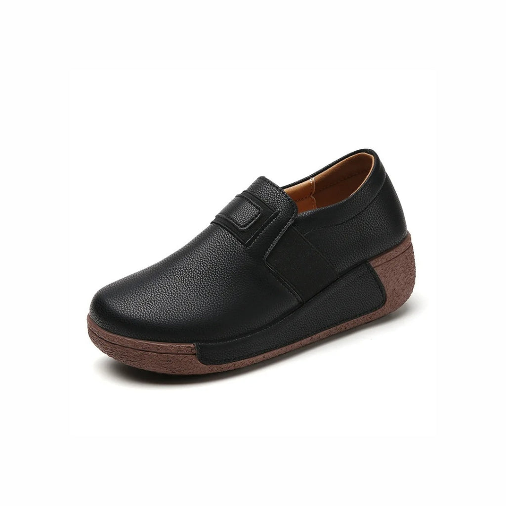 Mocassins compensés ergonomiques en similicuir pour femme