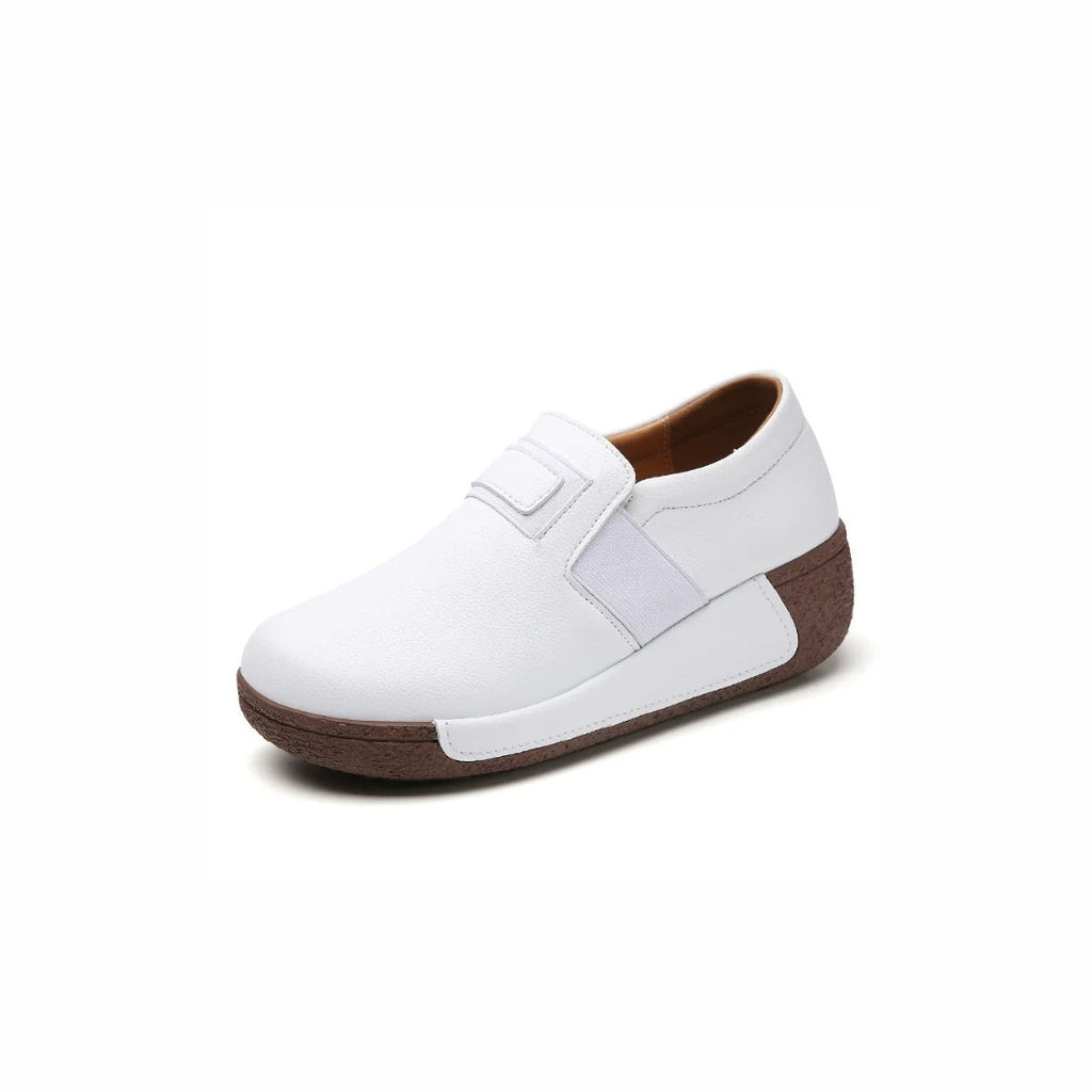 Mocassins compensés ergonomiques en similicuir pour femme