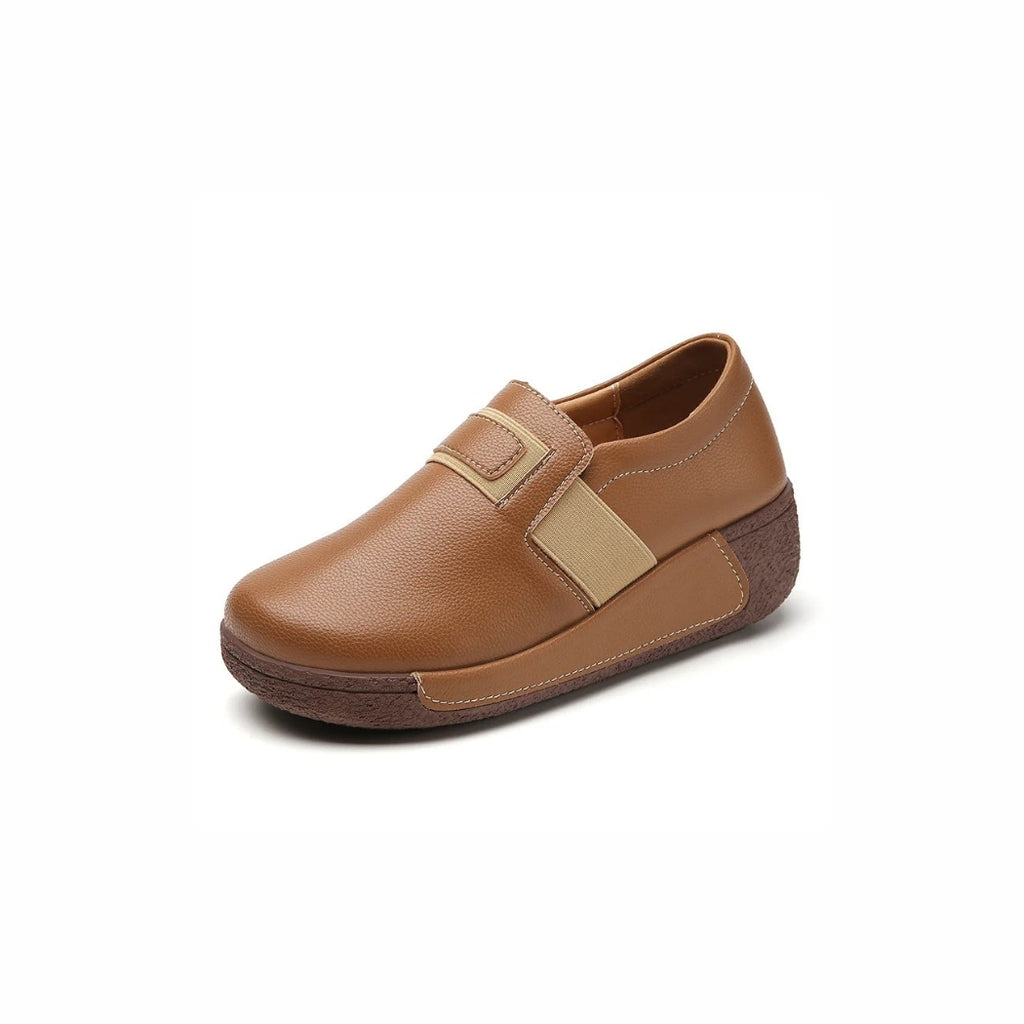 Mocassins compensés ergonomiques en similicuir pour femme