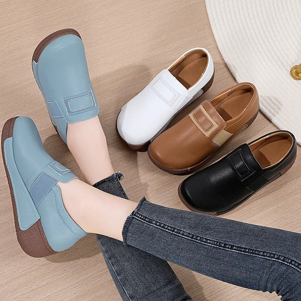 Mocassins compensés ergonomiques en similicuir pour femme