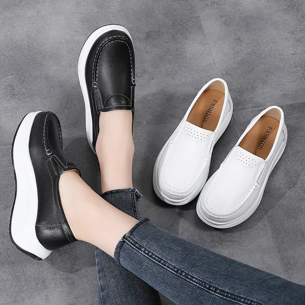 Mocassins compensés à semelle épaisse pour femme