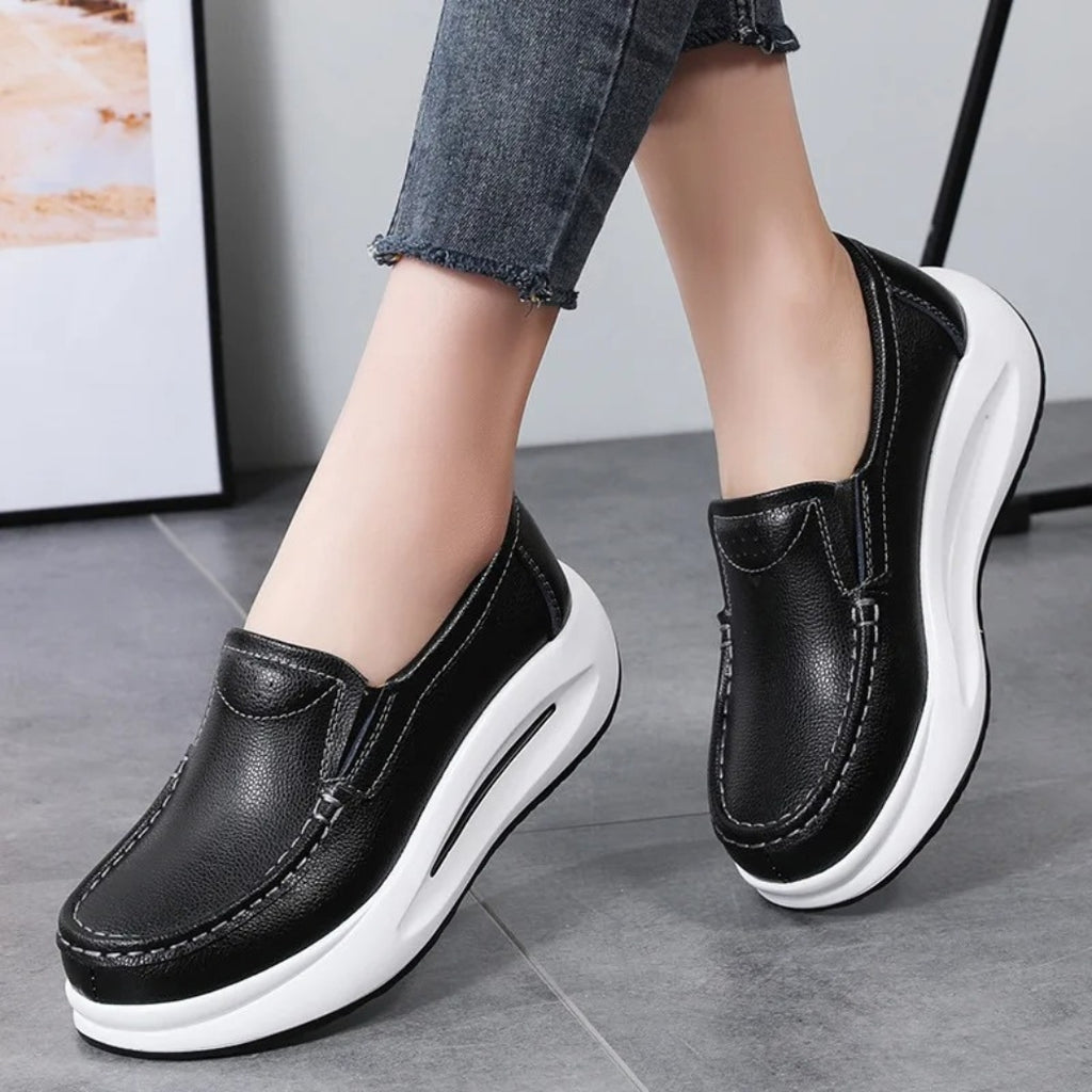 Mocassins compensés à semelle épaisse pour femme
