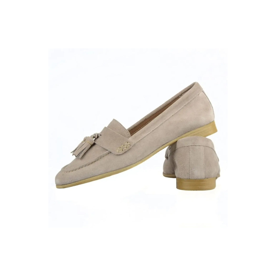 Mocassins à gland en daim à talons plats pour femme