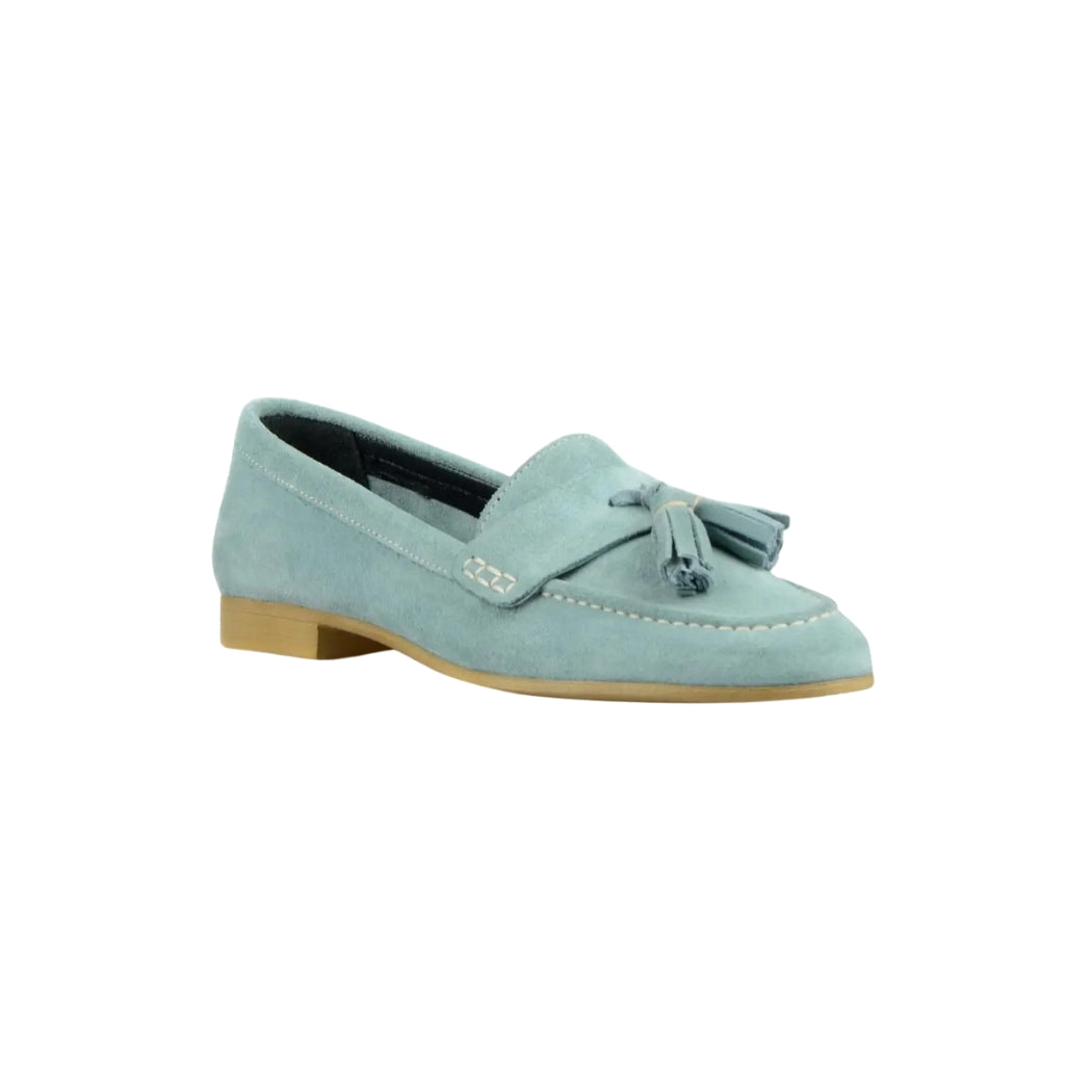 Mocassins à gland en daim à talons plats pour femme