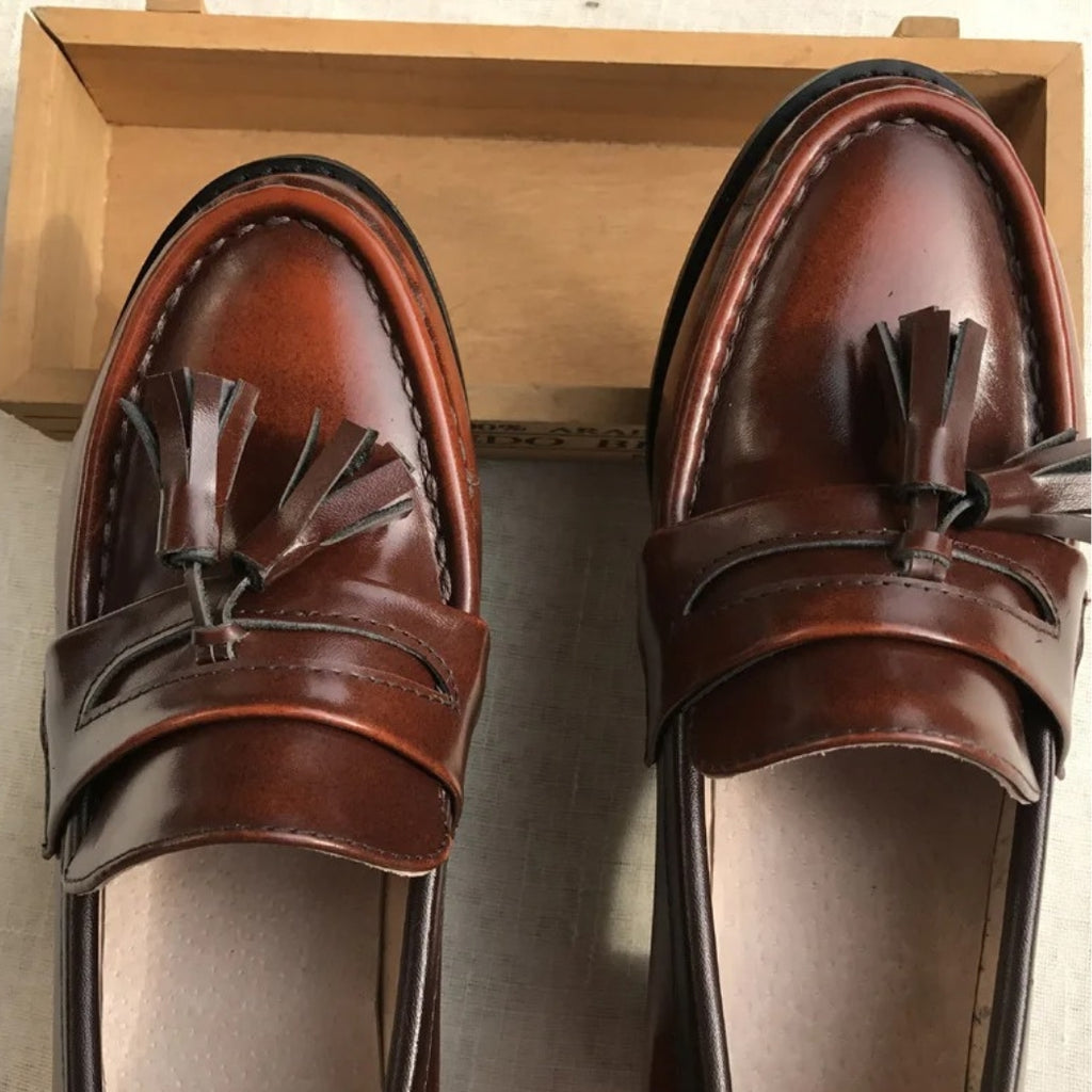Mocassins à gland talons carrés pour femme