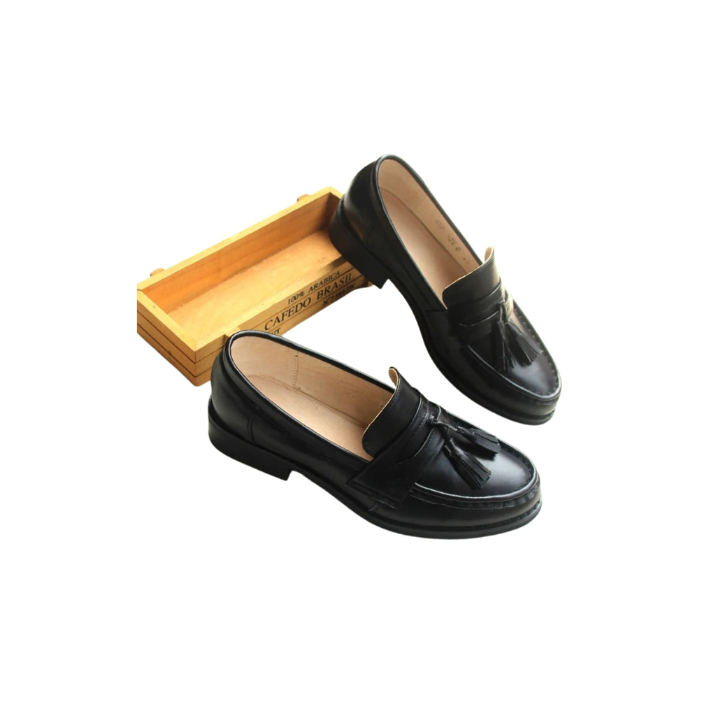 Mocassins à gland talons carrés pour femme