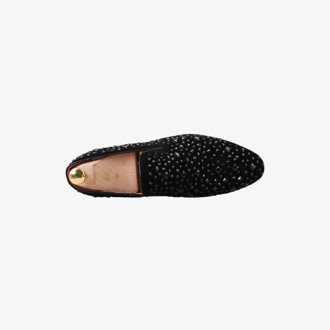 Mocassins mariage en daim synthétique et paillettes métalliques pour homme