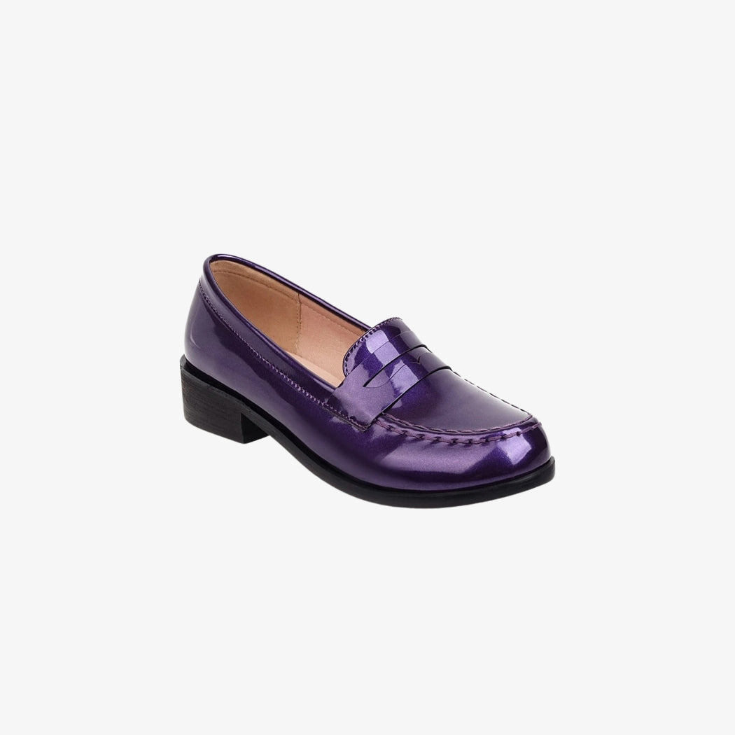 Mocassins vernis en similicuir coloré pour femme