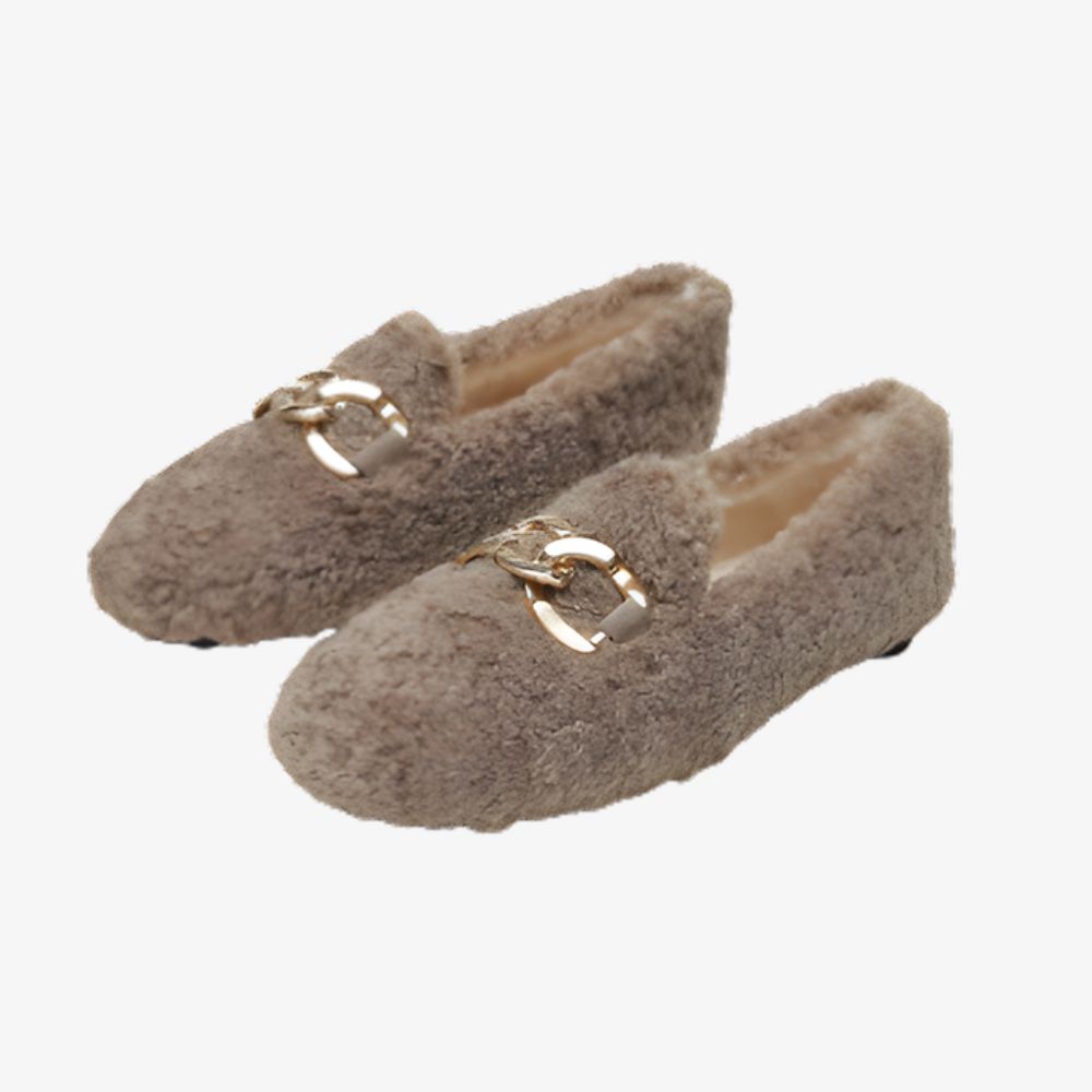 Mocassins souples d'hiver en bouclette et fourrure pour femmes
