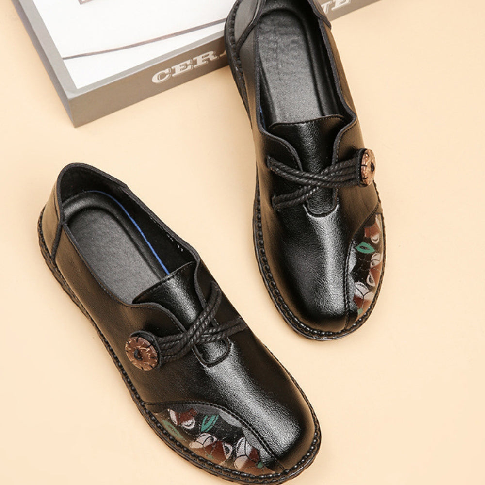 Mocassins orthopédiques à fleurs pour femme