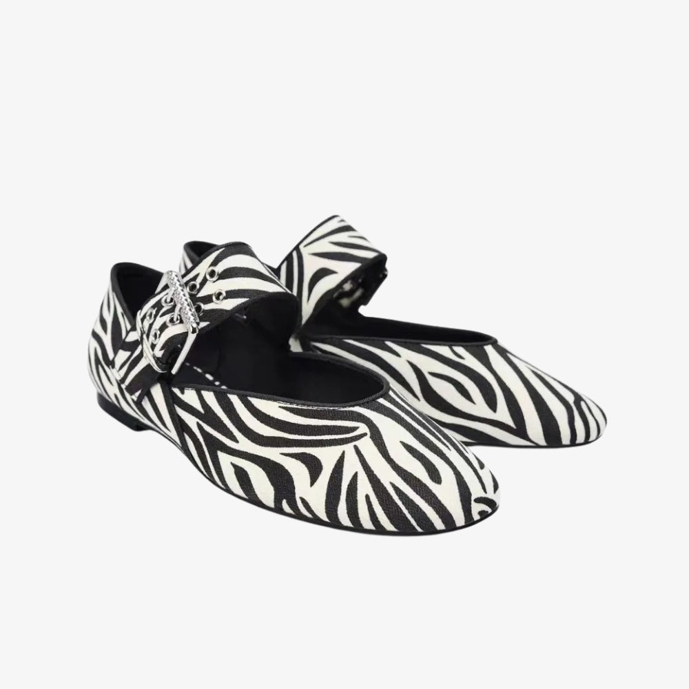 Mocassin ballerine femme imprimé animal à maxi boucle