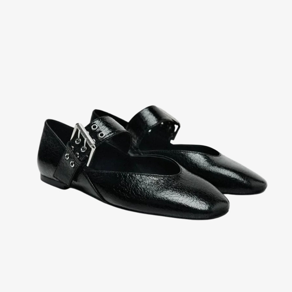 Mocassin ballerine femme verni à maxi boucle