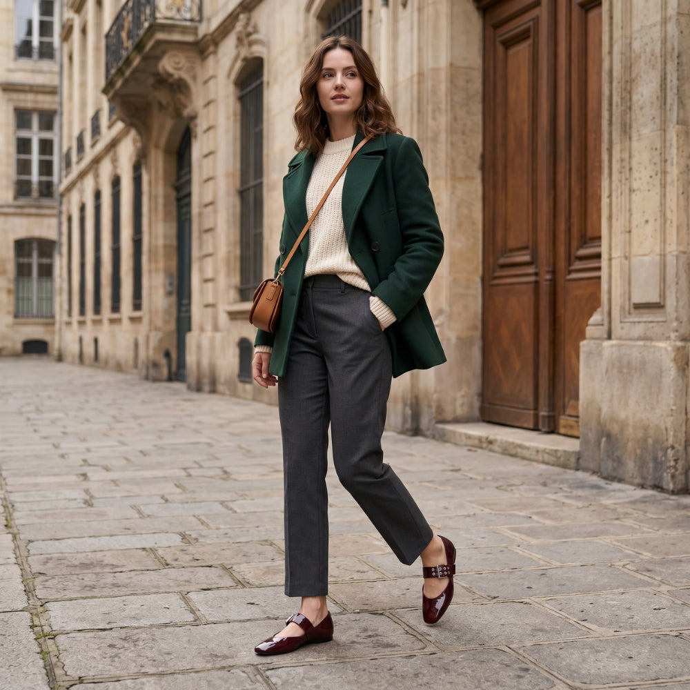 Mocassin ballerine femme verni à maxi boucle
