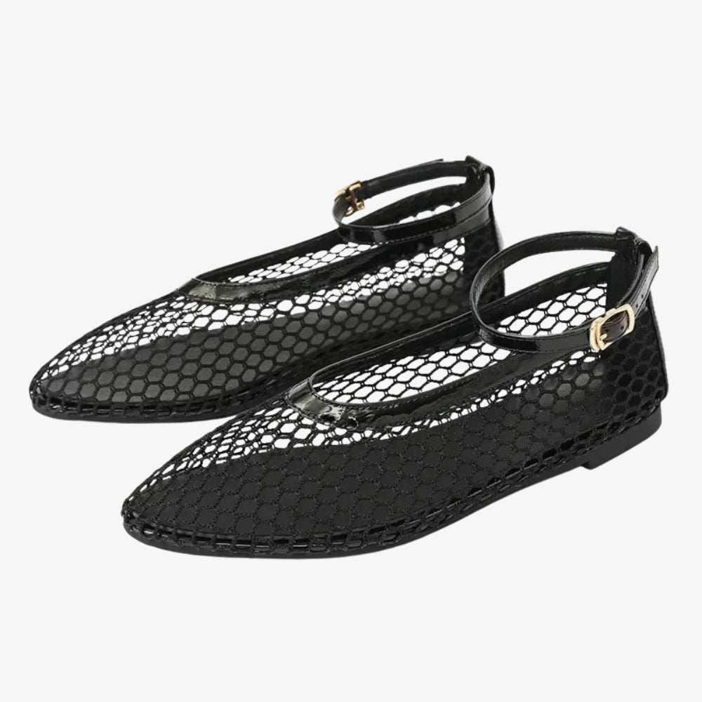Mocassin ballerine filet bride cheville pour femme