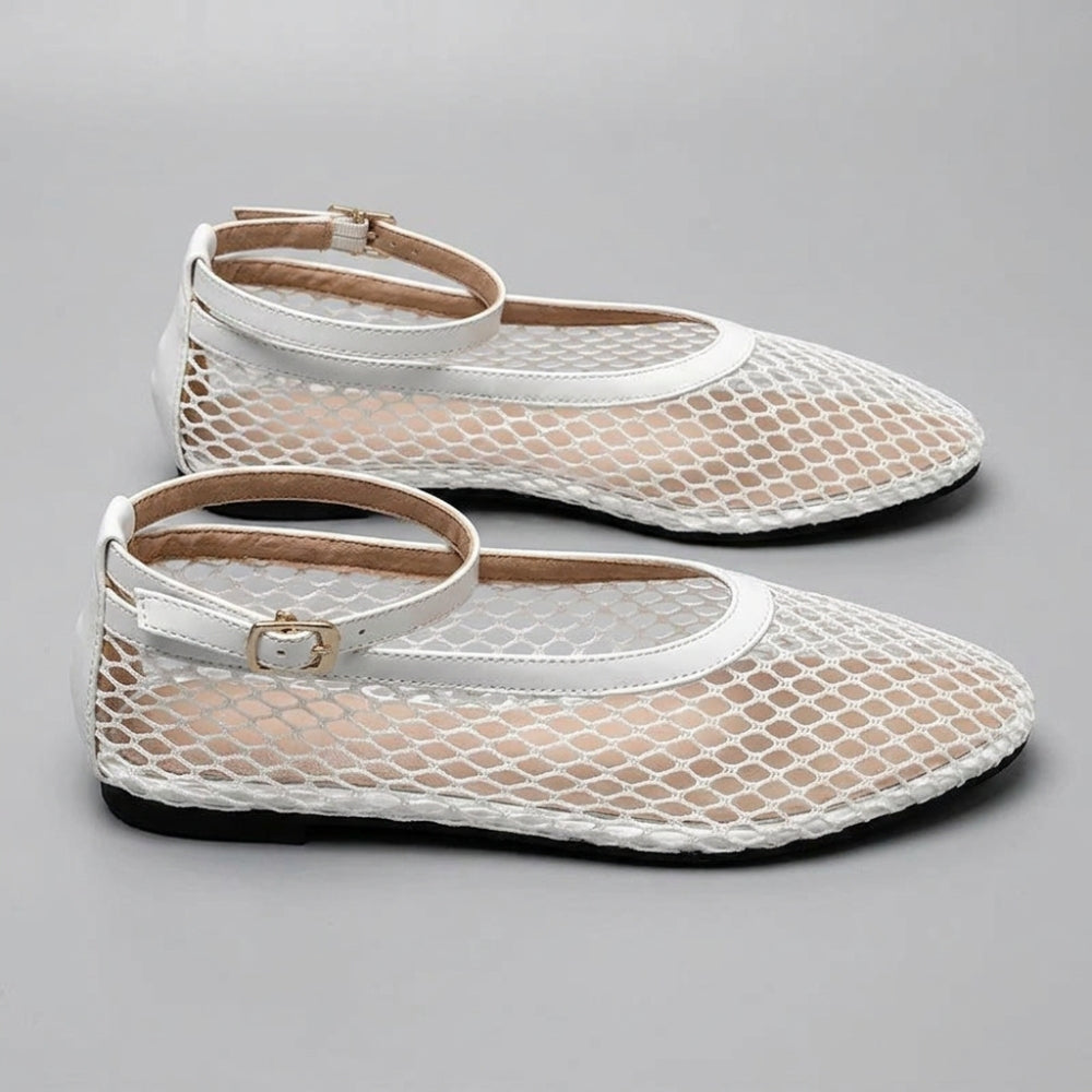 Mocassin ballerine filet bride cheville pour femme