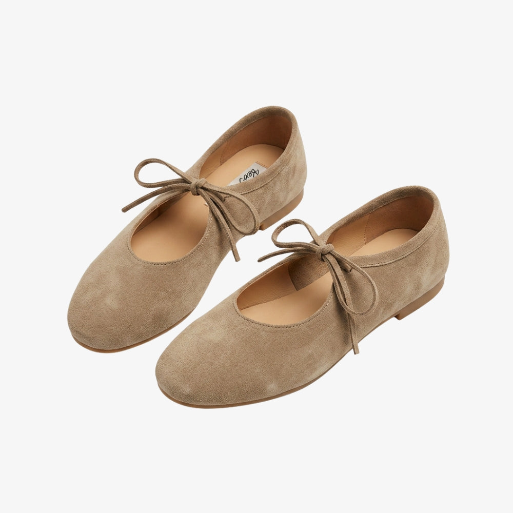 Mocassin ballerine pour femme en daim à nouer
