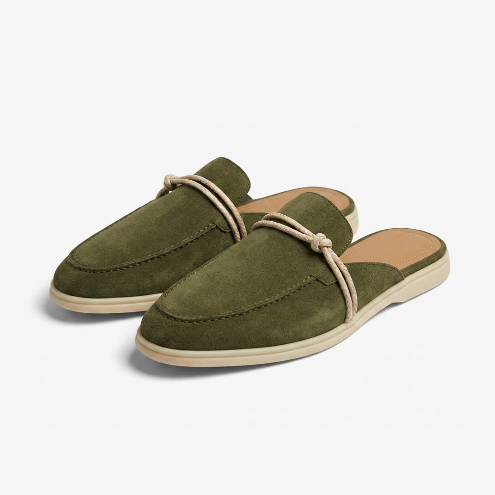 Mocassin mule en cuir suédé pour femme à nœud marin