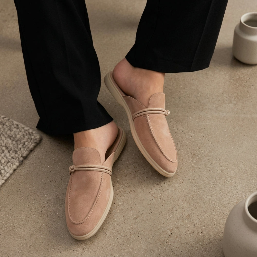 Mocassin mule en cuir suédé pour femme à nœud marin