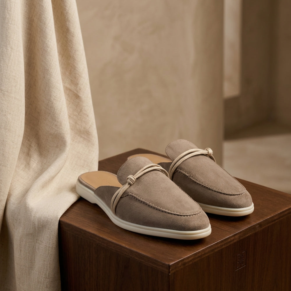 Mocassin mule en cuir suédé pour femme à nœud marin