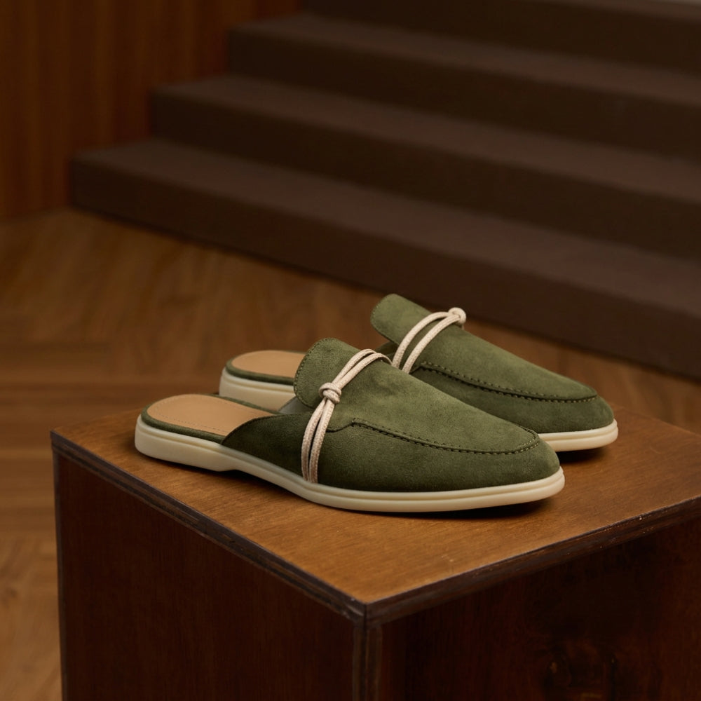 Mocassin mule en cuir suédé pour femme à nœud marin