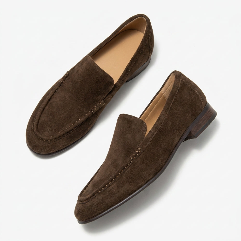 Mocassin vénitien en daim véritable pour femme