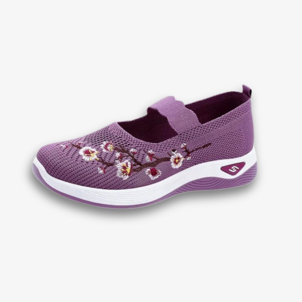 Mocassins en maille respirante tricotée avec broderie fleurie
