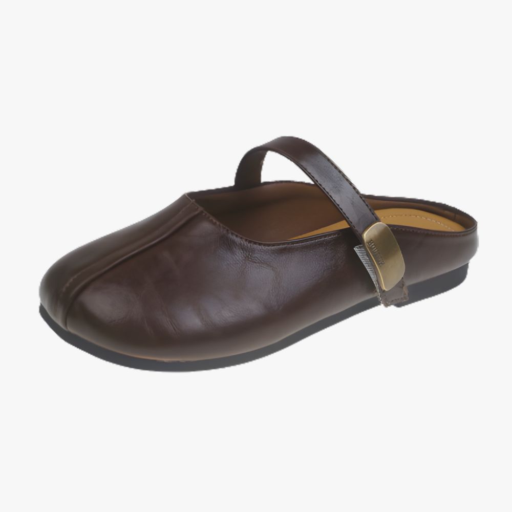 Mules mocassins souples en cuir synthétique