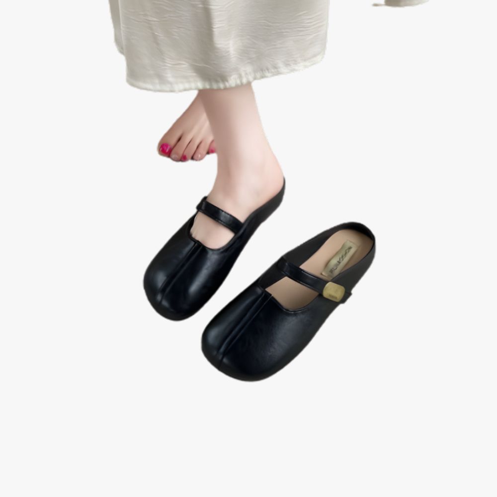 Mules mocassins souples en cuir synthétique