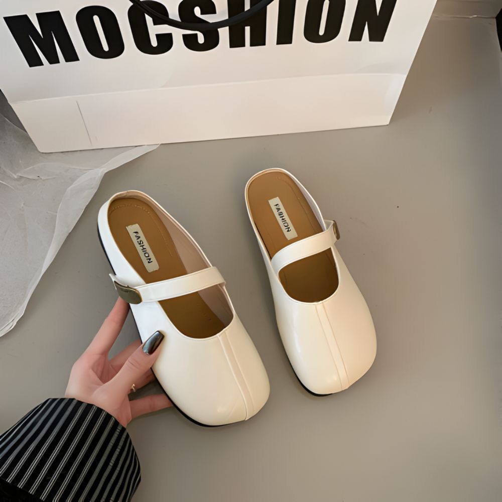 Mules mocassins souples en cuir synthétique