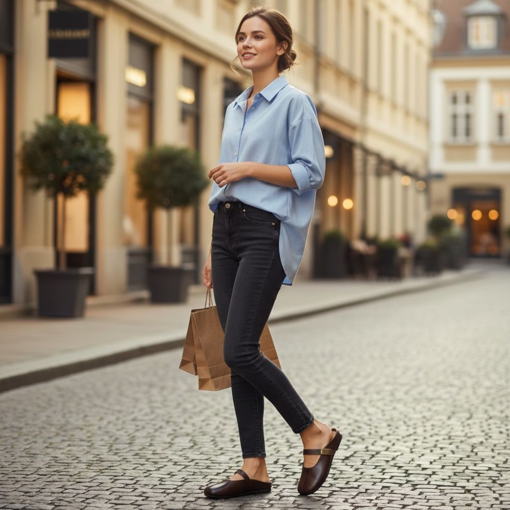 Mules mocassins souples en cuir synthétique