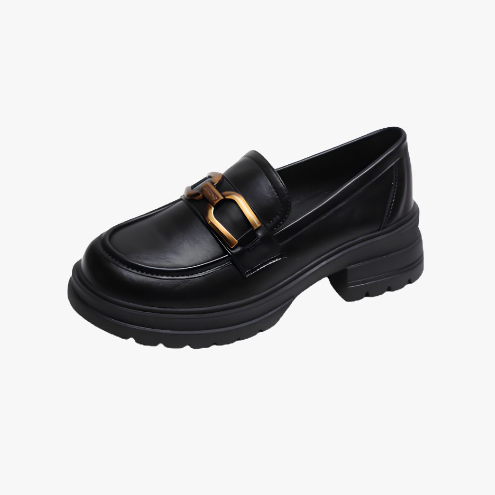 Mocassins avec boucle en métal noir ou beige