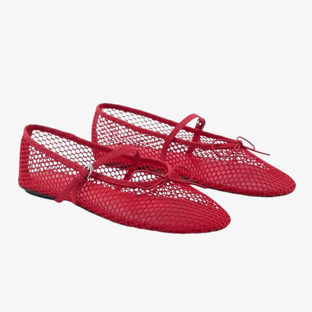 Mocassin ballerine filet pour femme à nœud