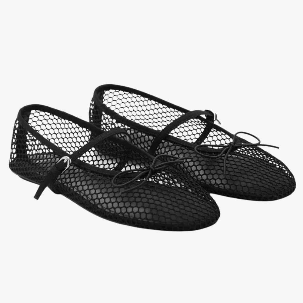 Mocassin ballerine filet pour femme à nœud
