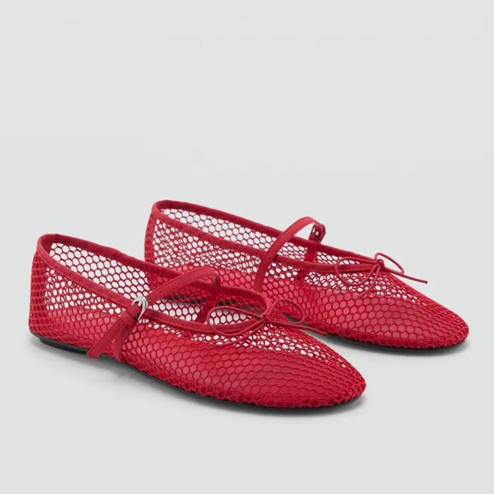 Mocassin ballerine filet pour femme à nœud