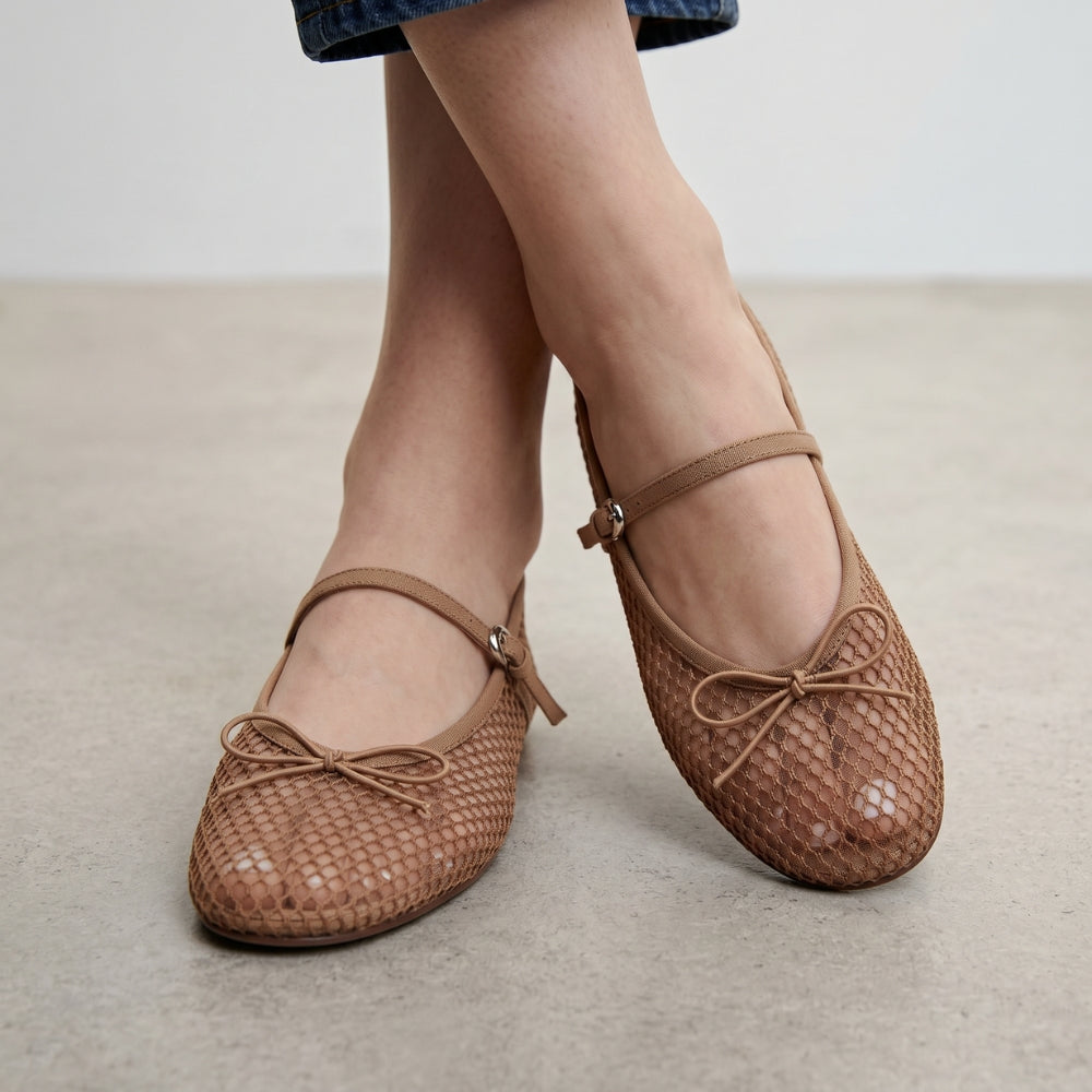 Mocassin ballerine filet pour femme à nœud