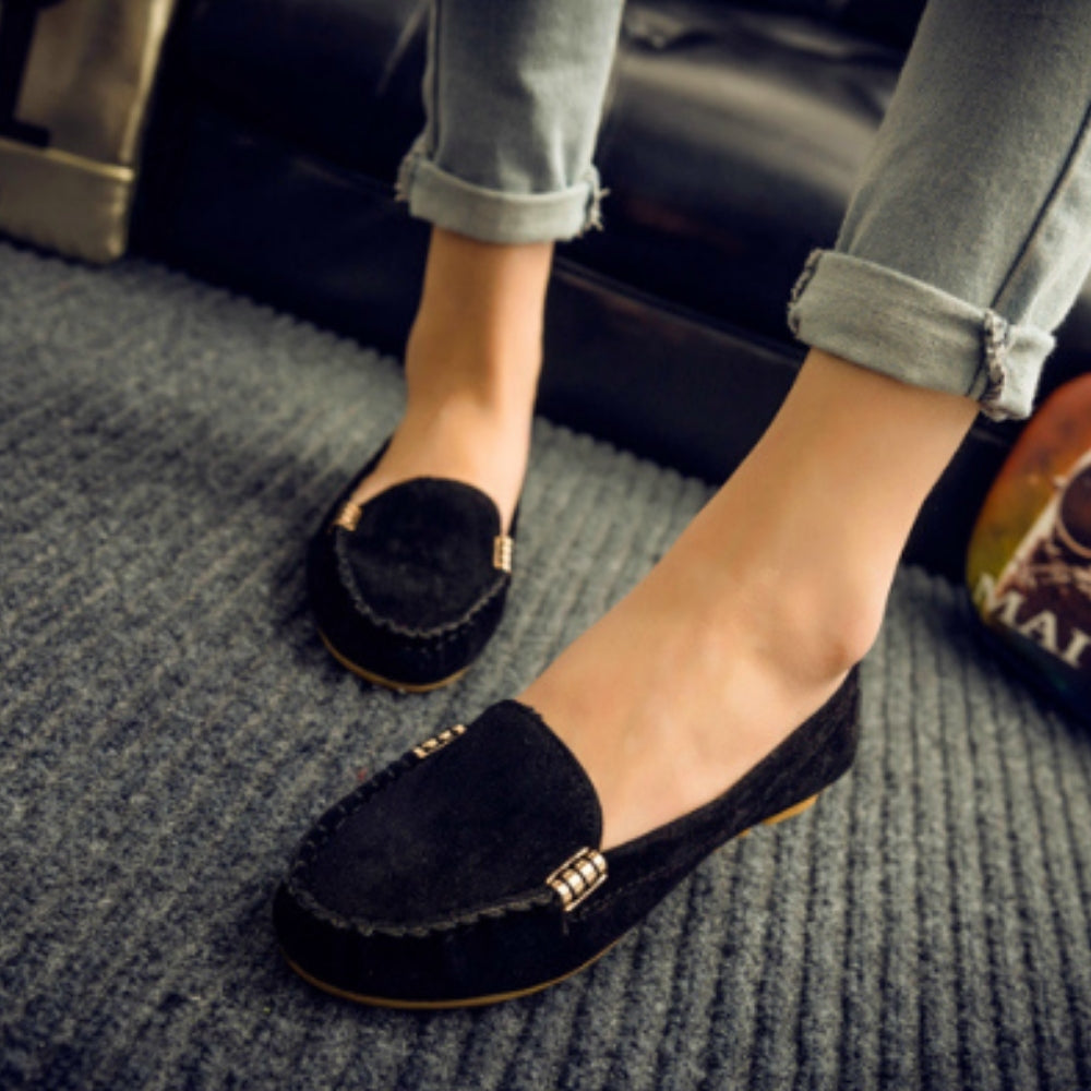 Mocassins en simili cuir velours pour femmes