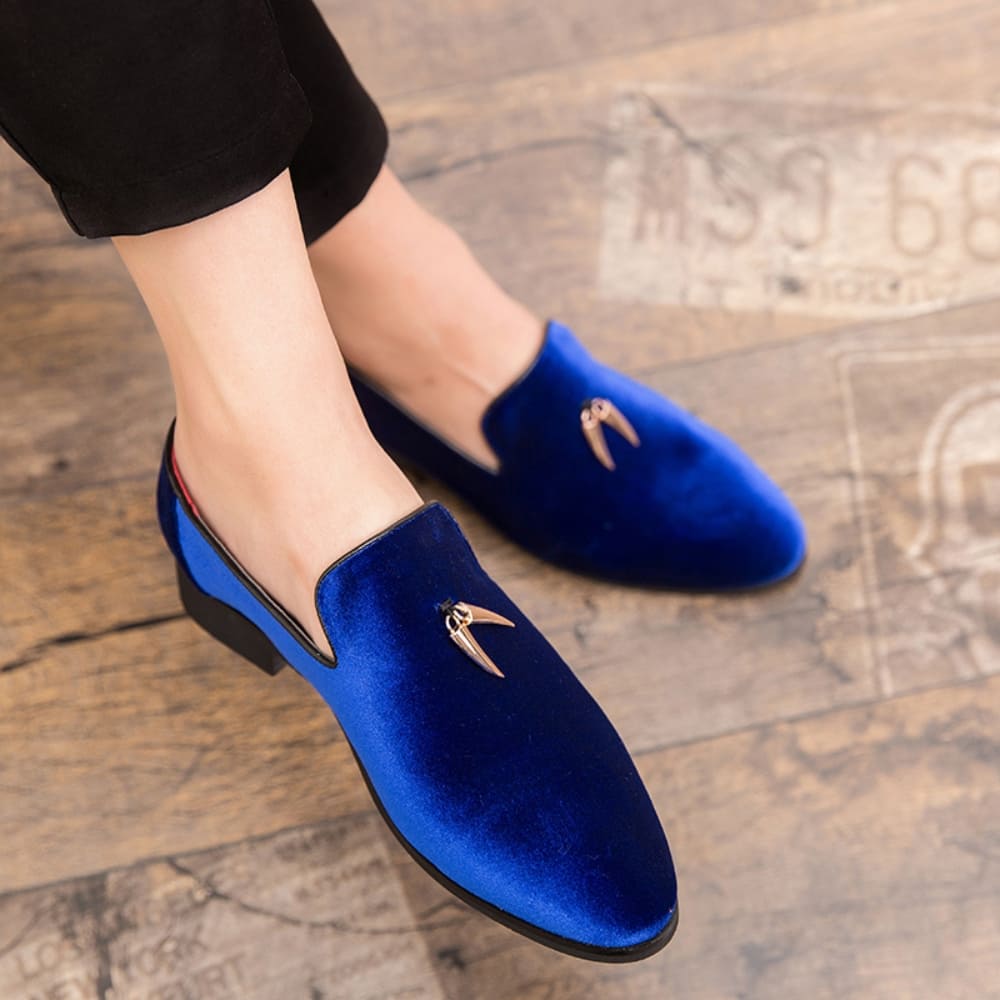 Mocassins en velours à talon pour femme