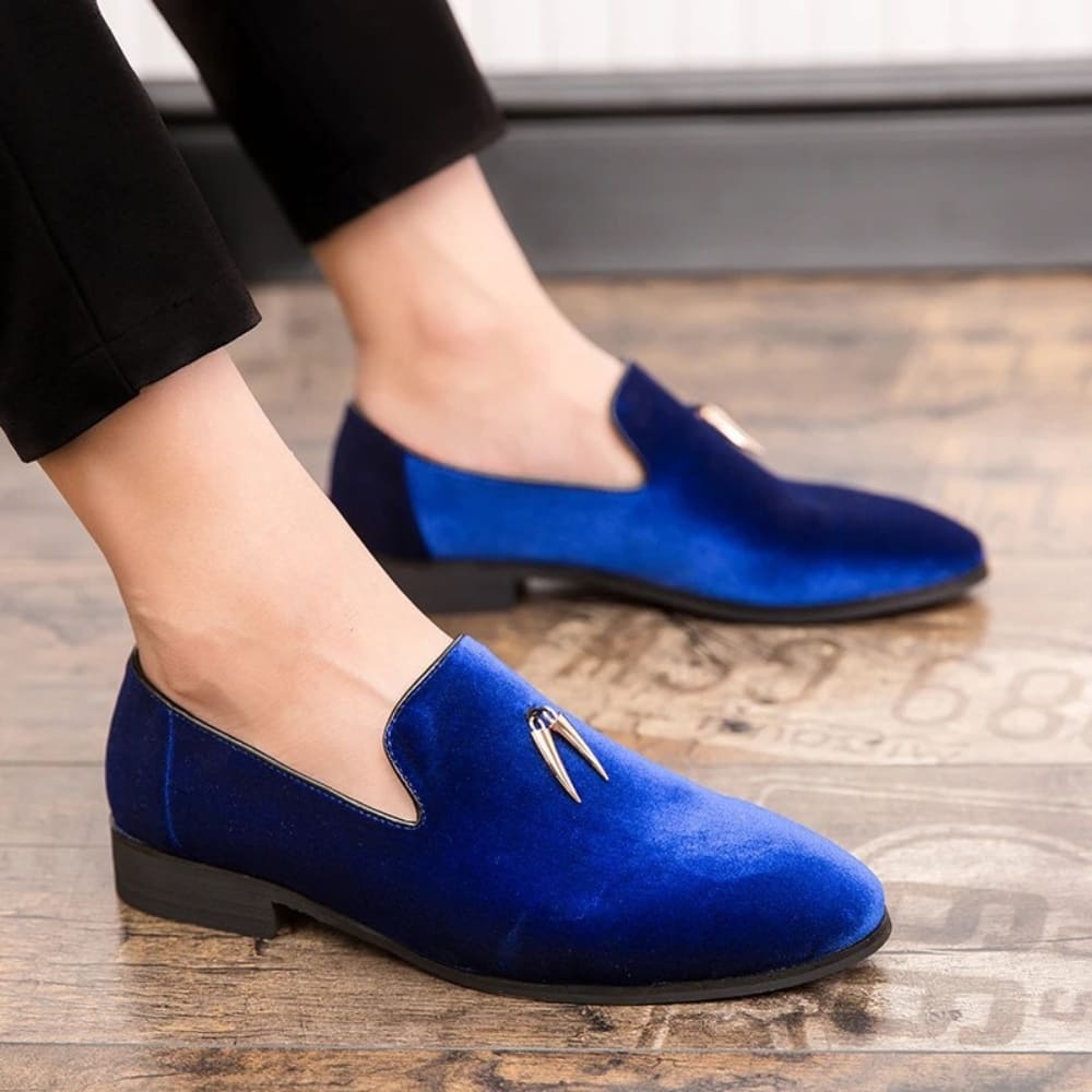 Mocassins en velours à talon pour femme