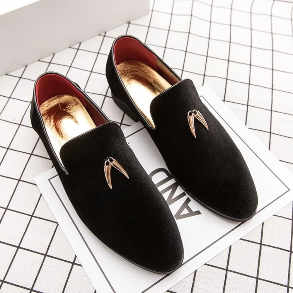 Mocassins en velours à talon pour femme