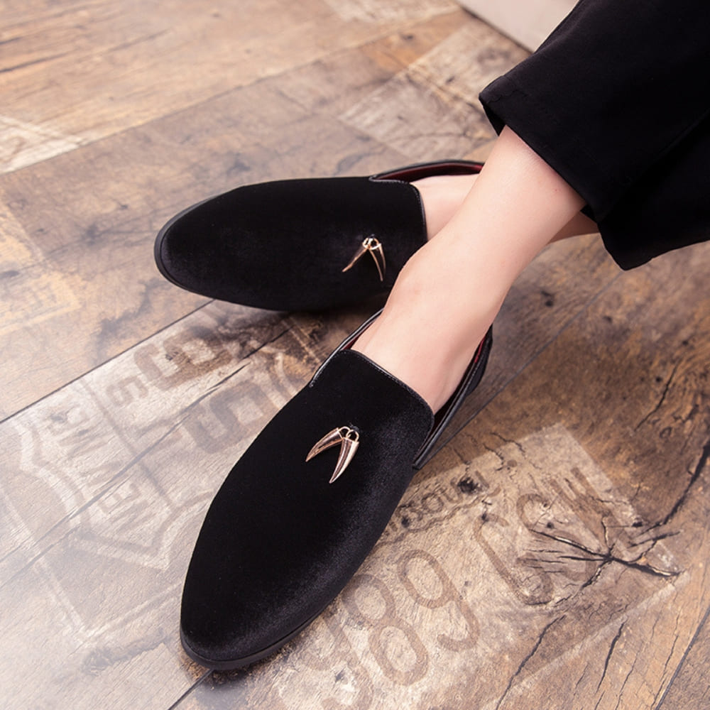 Mocassins en velours à talon pour femme