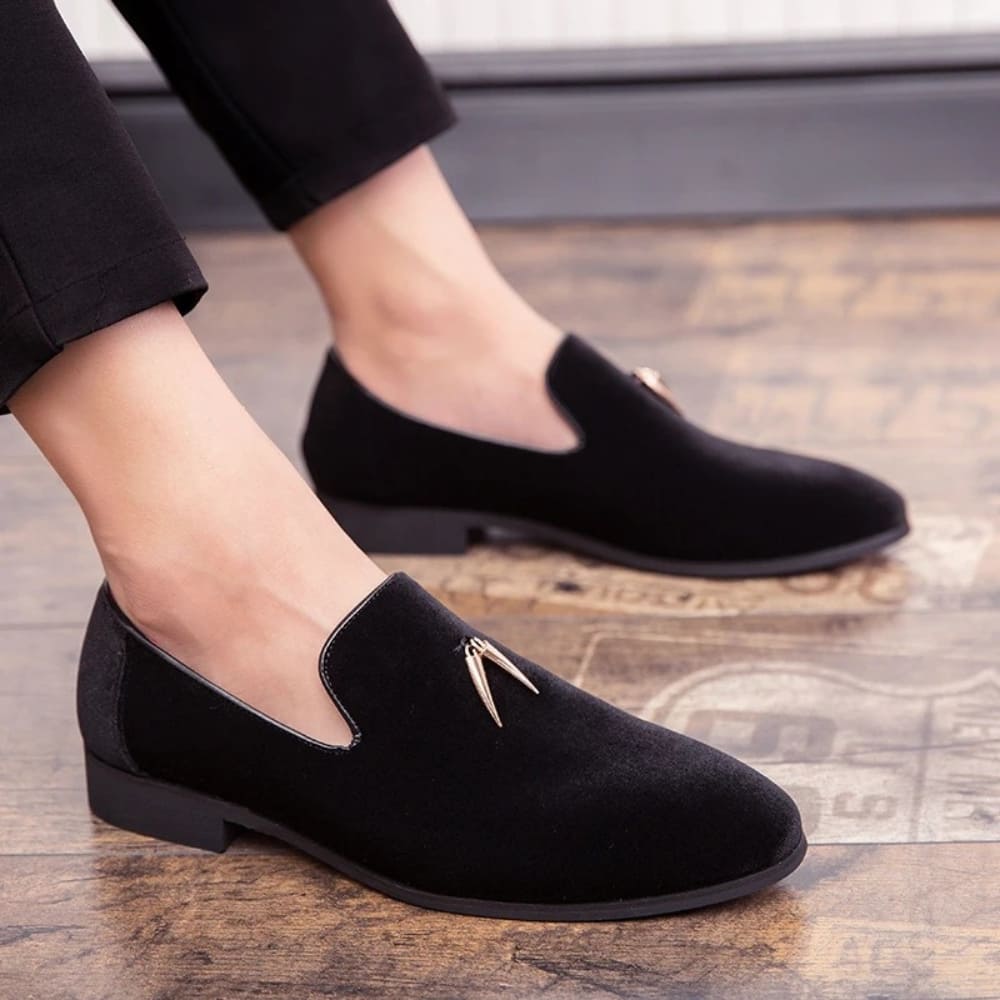 Mocassins en velours à talon pour femme
