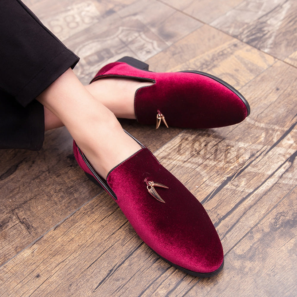 Mocassins en velours à talon pour femme