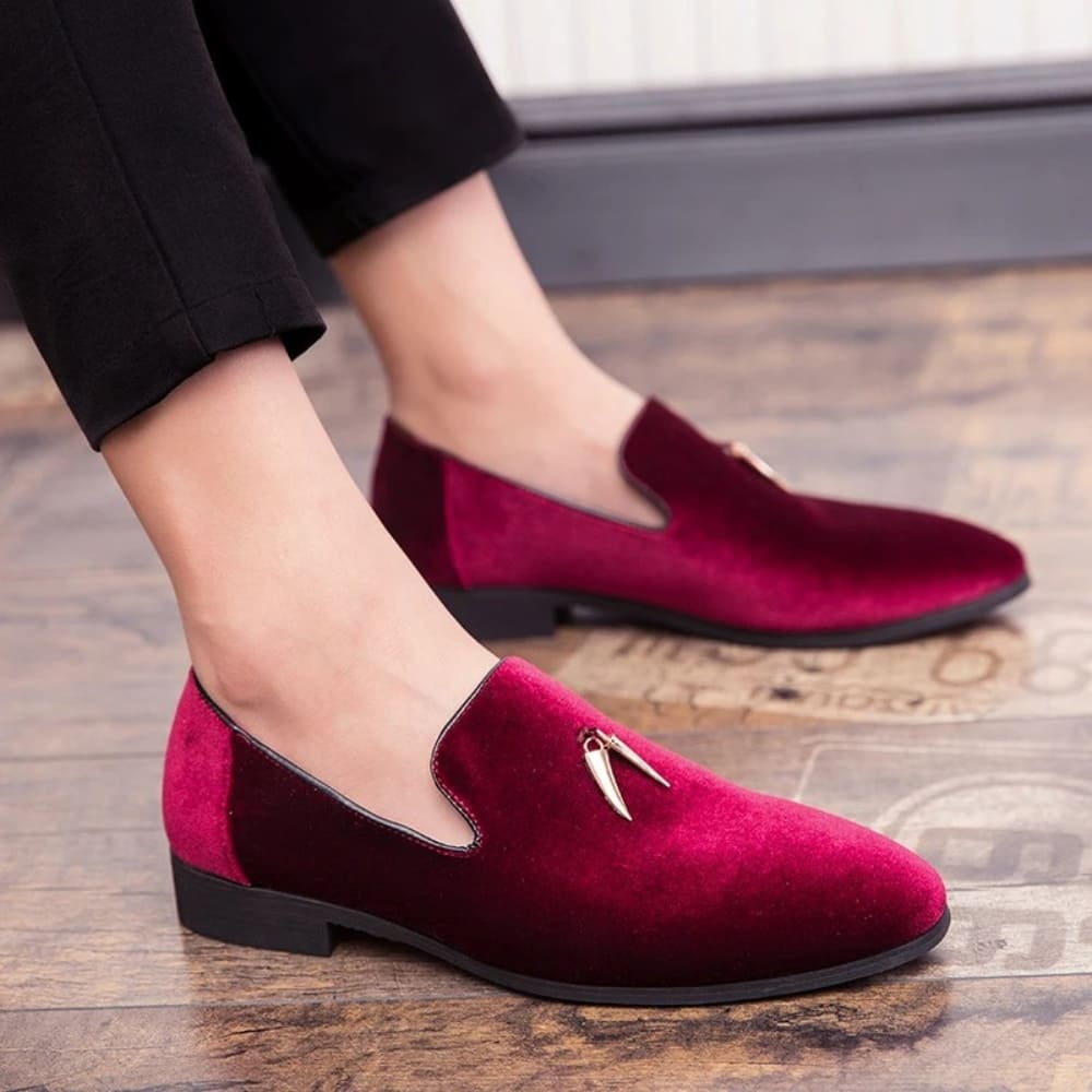 Mocassins en velours à talon pour femme