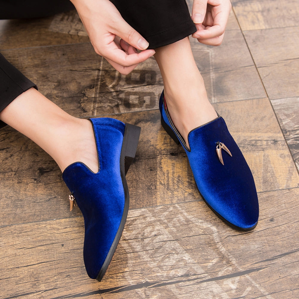 Mocassins en velours à talon pour femme