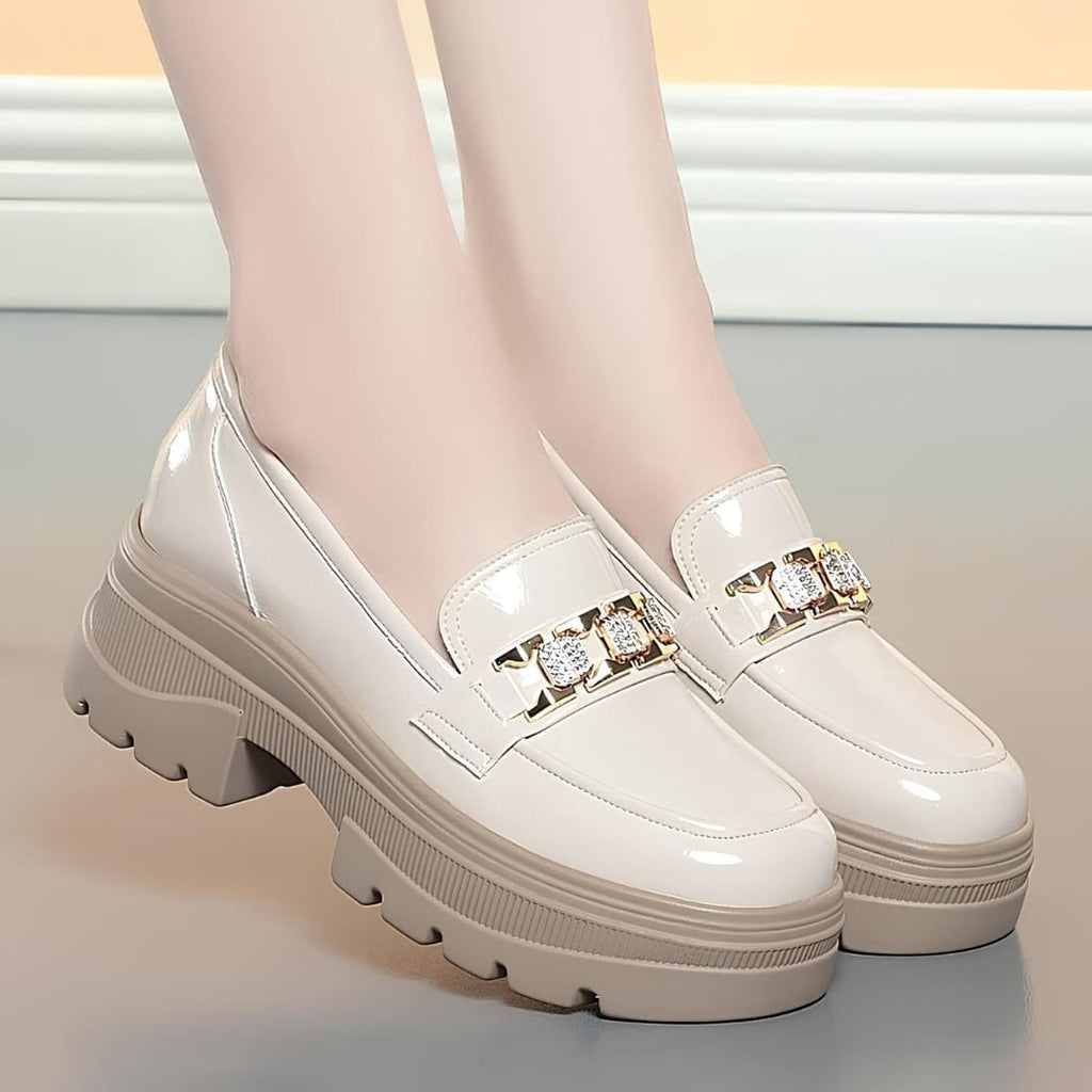Mocassins à enfiler en cuir synthétique pour femme